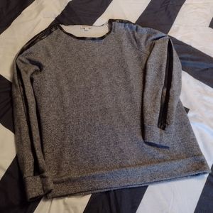 Smart Set sweater with leatherette detail